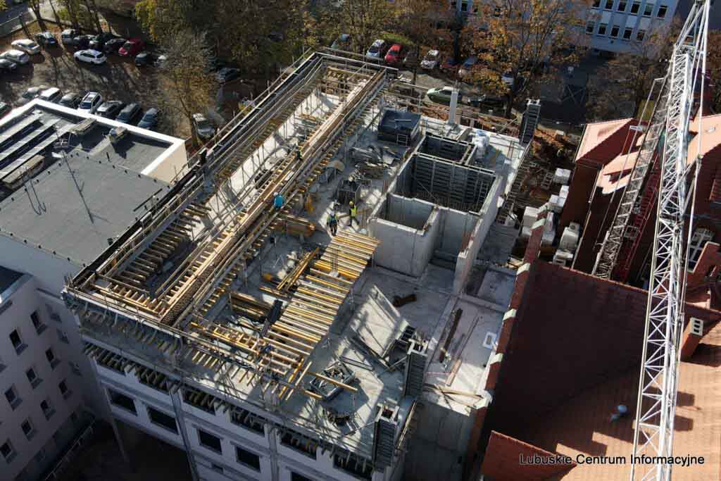 Plac budowy budynki, w którym będą mieścić się Oddziały Okulistyki oraz Anestezjologii i Intensywnej Terapii