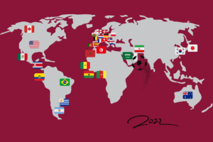 Mapa świata z flagami niektórych państw