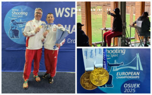 Kolaż ze zdjęć mężczyzn w sportowych strojach i medali